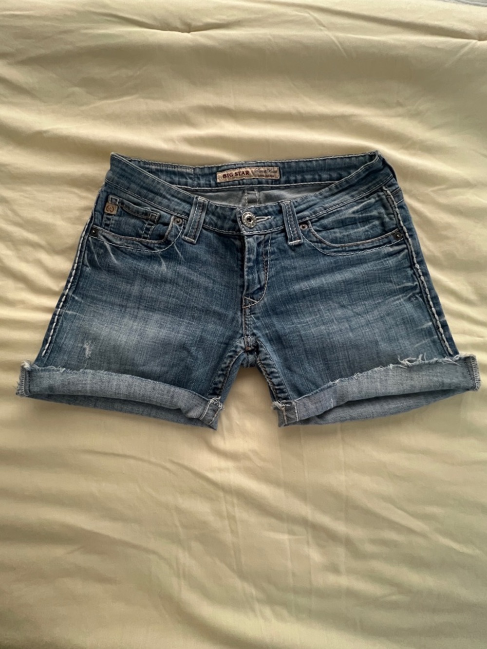 Big Star Women’s Light Blue Rolled cut-off Denim Shorts